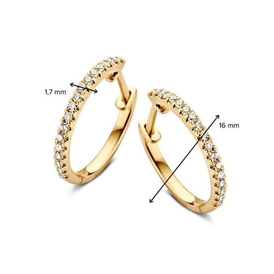 Collectie Milikan Huiscollectie 14krt geelgouden klapcreolen met diamant, smal, 16 mm, tot. 0.22crt H/SI, 1058218