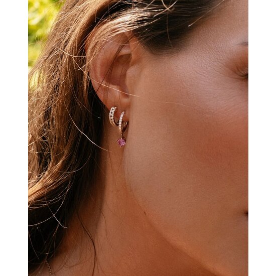 Collectie Milikan Huiscollectie 14krt geelgouden klapcreolen met diamant, 2-baans 13 mm met opening, tot. 0.28crt H/SI, 1058219