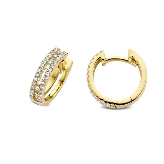 Collectie Milikan Huiscollectie 14krt geelgouden klapcreolen met diamant, 2-baans 13 mm met opening, tot. 0.28crt H/SI, 1058219