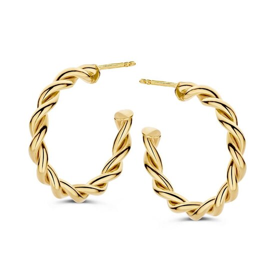 Collectie Milikan Huiscollectie 14krt geelgouden stekercreolen, gedraaide band, 27 mm, 1058220