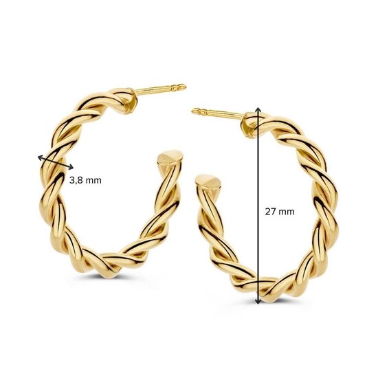 Collectie Milikan Huiscollectie 14krt geelgouden stekercreolen, gedraaide band, 27 mm, 1058220