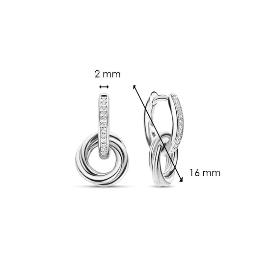 Ti Sento Milano TI SENTO MILANO 7857ZI Zilver gerhodineerde klapcreolen met hangers, gedraaide ringen