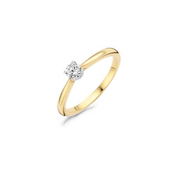 BLUSH 1187BZI 14krt geelgouden solitairring met zirconia 4.0 mm