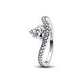 Pandora PANDORA 193661C01 Wave heart sterling silver ring with heart-shaped zirconia