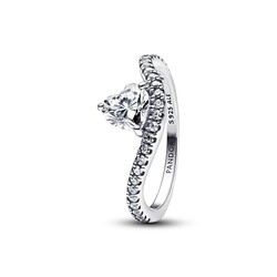 PANDORA 193661C01 Wave heart sterling silver ring