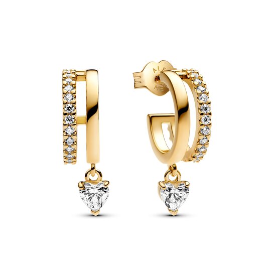 Pandora PANDORA SHINE 263685C01 Heart 14k gold-plated hoop earrings with zirconia