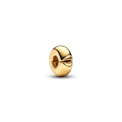 PANDORA SHINE 763678C00 Heart closure 14k gold-plated clip with silicone grip