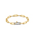 Ti Sento Milano TI SENTO MILANO 2936SY Zilveren vergulde schakelarmband, ovale paperclipschakels met zilveren slot