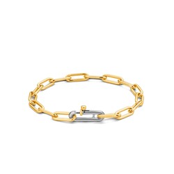 TI SENTO MILANO 2936SY Zilveren vergulde schakelarmband, ovale paperclipschakels