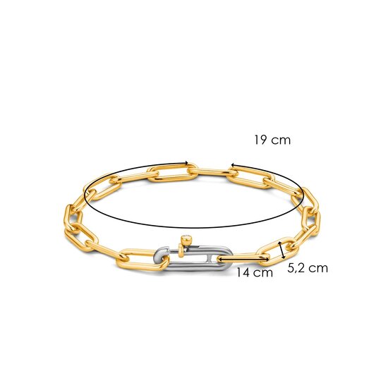 Ti Sento Milano TI SENTO MILANO 2936SY Zilveren vergulde schakelarmband, ovale paperclipschakels met zilveren slot