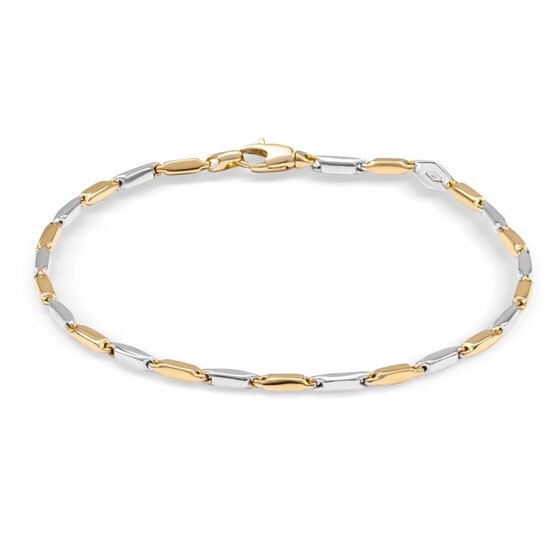 Monzario MONZARIO 865A BIC 14k bicolor schakelarmband 19 cm lang 2.2 mm breed