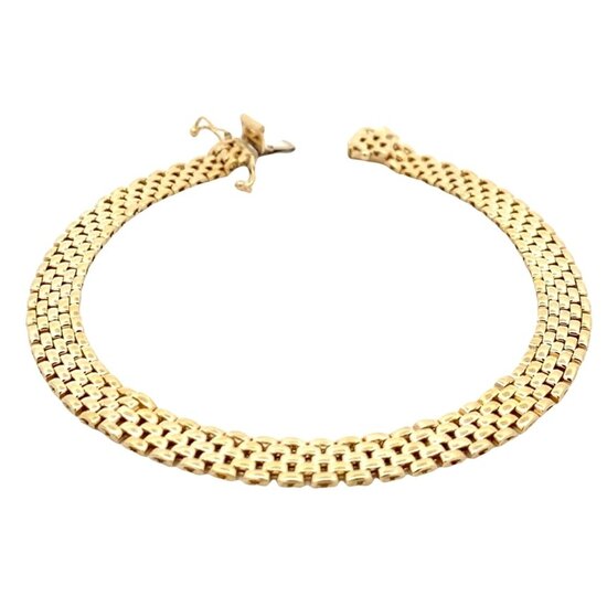 Monzario MONZARIO 1344A GEEL 14krt geelgouden schakelarmband Panthere, 5-rij, 19 cm