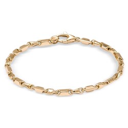 MONZARIO 1186A GEEL 14krt geelgouden armband hoekige bolle schakels, 19 cm