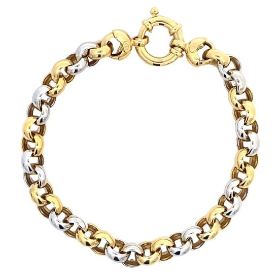 Monzario MONZARIO 14k bicolor jasseronarmband, 8 mm breed en 19.5 cm lang, F1070071713