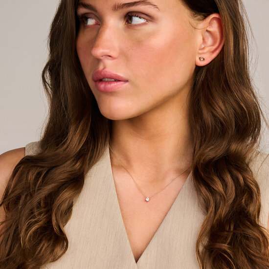 Blush BLUSH 1256BZI 14 krt geelgouden aanschuifring, rechthoekig patroon met deels zirconia's