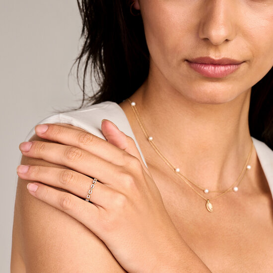 Blush BLUSH 1257BZI 14 krt geelgouden aanschuifring, open ovale schakeltjes, deels zirconia