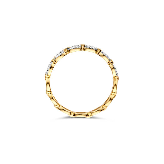 Blush BLUSH 1257BZI 14 krt geelgouden aanschuifring, open ovale schakeltjes, deels zirconia