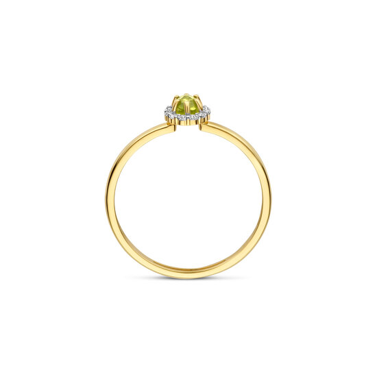 Blush BLUSH 1258YGP 14krt geelgouden ring met gefacetteerde Peridot, entourage zirconia's