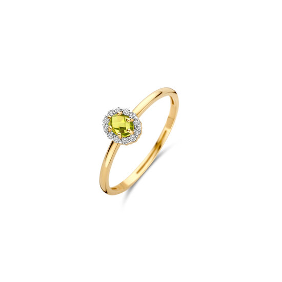 Blush BLUSH 1258YGP 14krt geelgouden ring met gefacetteerde Peridot, entourage zirconia's