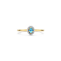 Blush BLUSH 1258YLB 14krt geelgouden ring met gefacetteerde London Blue Topaas, entourage zirconia's