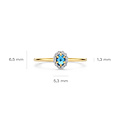 Blush BLUSH 1258YLB 14krt geelgouden ring met gefacetteerde London Blue Topaas, entourage zirconia's