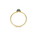 Blush BLUSH 1258YLB 14krt geelgouden ring met gefacetteerde London Blue Topaas, entourage zirconia's