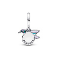 Pandora PANDORA 793746C01 Hummingbird sterling silver double dangle with glittery green, black, blue and purlpe enamel