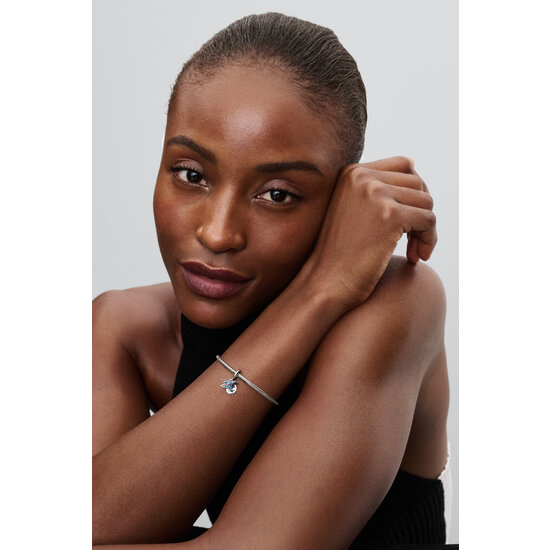 Pandora PANDORA 793746C01 Hummingbird sterling silver double dangle with glittery green, black, blue and purlpe enamel