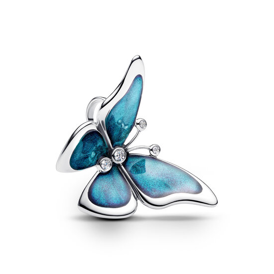 Pandora PANDORA 793747C01 Butterfly sterling silver charm with zirconia, black, teal and purple enamel