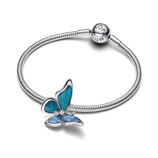 Pandora PANDORA 793747C01 Butterfly sterling silver charm with zirconia, black, teal and purple enamel