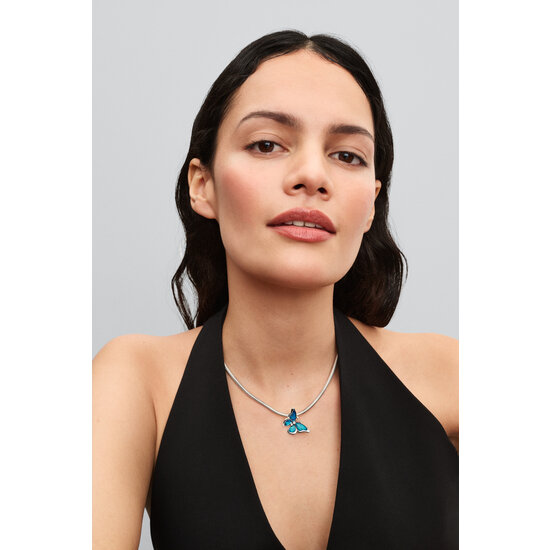 Pandora PANDORA 793747C01 Butterfly sterling silver charm with zirconia, black, teal and purple enamel