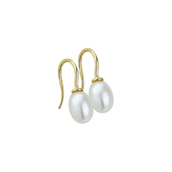 Huiscollectie 14krt geelgouden oorhangers zoetwaterparel 1032412