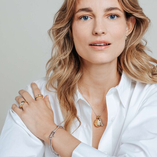 Ti Sento Milano TI SENTO MILANO 6844ZY Zilver vergulde cliphanger, bol 20 mm met zirconia's (incl. fijn collier)