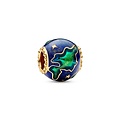 Pandora PANDORA 762431C01 Earth 14k gold-plated charm with blue, turquoise and gold glitter enamel
