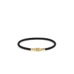 BUDDHA TO BUDDHA J016BL GV George Mini Leather Bracelet Black Gold Vermeil