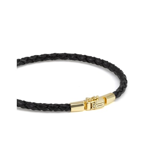 Buddha to Buddha BUDDHA TO BUDDHA J016BL GV George Mini Leather Bracelet Black Gold Vermeil