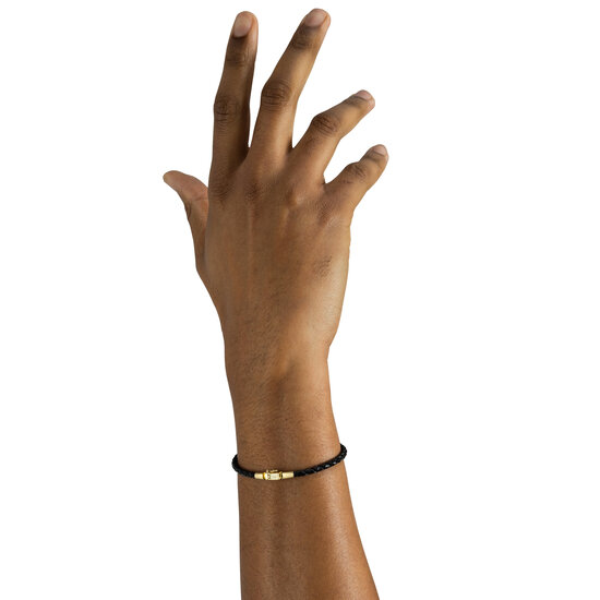 Buddha to Buddha BUDDHA TO BUDDHA J016BL GV George Mini Leather Bracelet Black Gold Vermeil