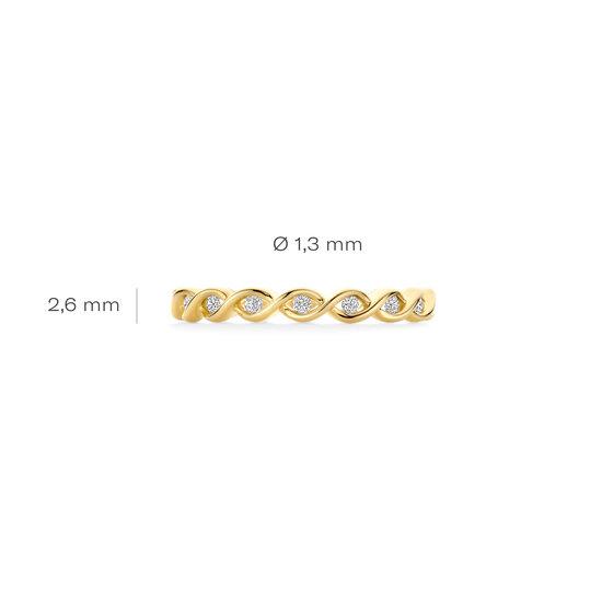 Blush BLUSH  1259YZI14krt Geelgouden ring, smal gevlochten met railzetting zirconia's