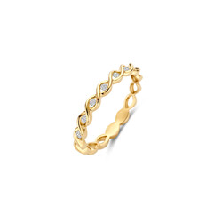 BLUSH 1259YZI 14krt Geelgouden ring, smal gevlochten met railzetting zirconia's