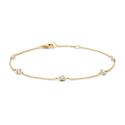 BLUSH 2238YZI 14krt Geelgouden fijn armbandje, 5x zirconia in ronde zetting