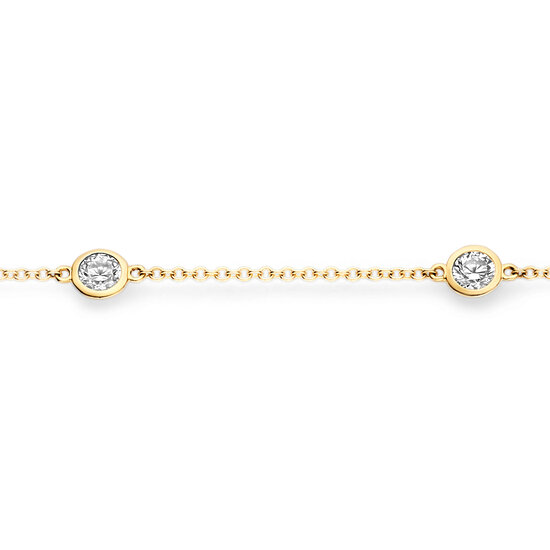 Blush BLUSH 2238YZI 14krt Geelgouden fijn armbandje, 5x zirconia in ronde zetting, 18 cm