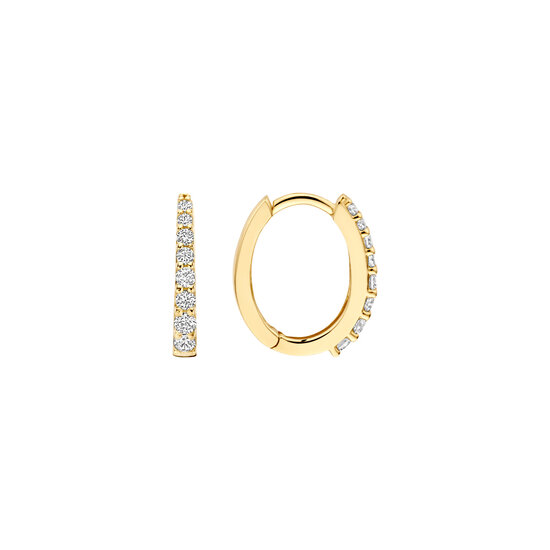 Blush BLUSH 7341YZI 14krt geelgouden ovale klapcreolen, uitlopende vorm, met zirconia's, 13.7 mm