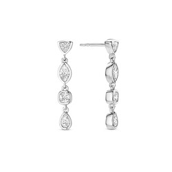 TI SENTO MILANO 78003ZI Zilver gerhodineerde oorknoppen met hangers, 4x zirconia