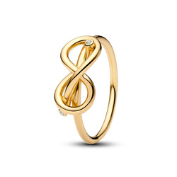 PANDORA 163759C01 Infinity knot 14k gold-plated ring with zirconia