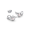 Pandora PANDORA 293761C01 Infinity knot sterling silver stud earrings with pink lacquered artificial pearl and zirconia