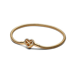 PANDORA SHINE 563758C01 Infinity heart snake chain 14k gold-plated bracelet with zirconia