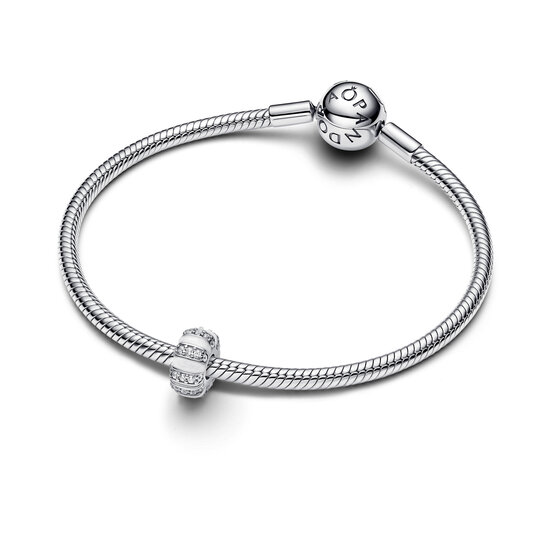 Pandora PANDORA 793785C01 Sterling silver clip with zirconia and shimmering white enamel (silicone grip)