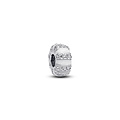 Pandora PANDORA 793785C01 Sterling silver clip with zirconia and shimmering white enamel (silicone grip)