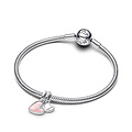 Pandora PANDORA 793766C01 Mother and daughter hearts sterling silver splittable dangle with pink bioresin man-made mother of pearl
