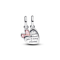 Pandora PANDORA 793766C01 Mother and daughter hearts sterling silver splittable dangle with pink bioresin man-made mother of pearl
